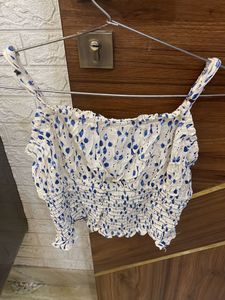 Cute Blue &amp; White Crop Top