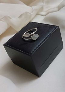 Pure Silver Leaf &amp; Teardrop Moonstone Ring