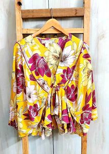 Yellow Floral Print CottonTop  Size-36-38