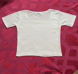 White Bunny Graphic Crop Top