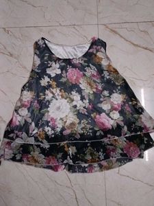 Floral Chiffon Crop Top Set