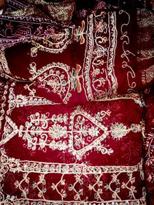 Bridal Saree With Heavy Golden Embroidery