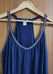 Sleeveless Party Wear Blue Top
