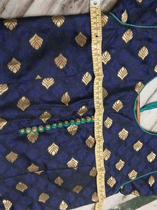 Navy &amp; Gold Anarkali Suit Set