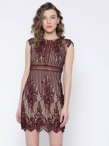FOREVER21 Burgundy Lace Overlay Dress