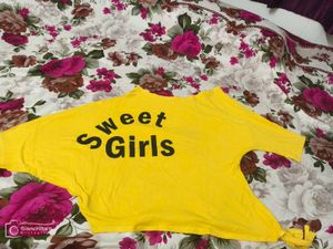 Yellow "Sweet Girls" Oversized Top