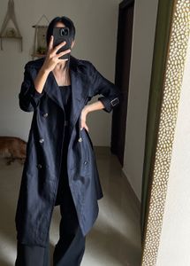 Dark BLUE Double breasted Trench Coat