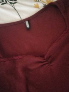 Burgundy Ribbed Knit Top