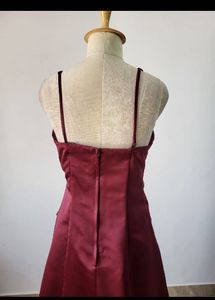 Maroon satin gown
