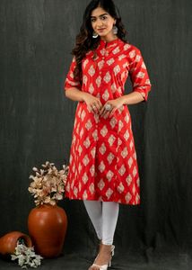 Sale! Brand New A-line Cotton Kurti- Red