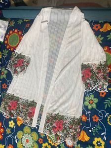 Floral Embroidered Sheer Cardigan Nightwear