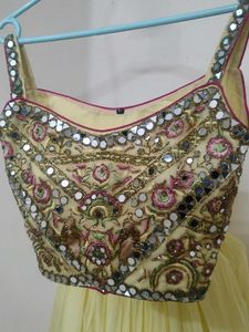 Yellow-pink Lehenga Choli Set with Dupatt
