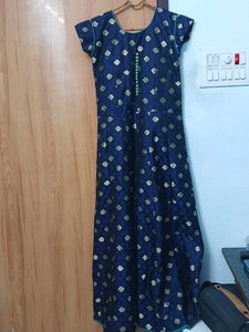Navy &amp; Gold Anarkali Suit Set