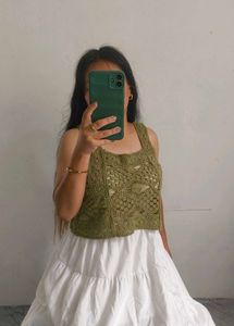 Olive Green Crochet Tank Top