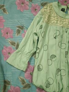 Mint Green Circle Print Top
