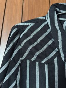 Black Stripes Shirt Dress