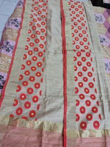 New Unused Khakhi&amp; Orange Weaving Dupatta