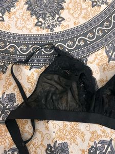 Black Lace Designer Bra, Bust- 34 B