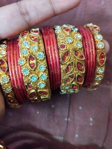 New Net Khada Dupatta With bangles Set
