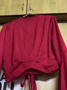 Red Bell Sleeve Tie Top