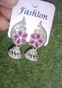 Purple Flower Jhumka