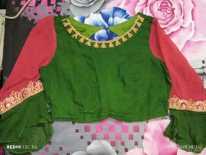 Pink &amp; Green mirror saree🩷💚