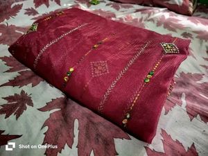 Red Embroidered saree