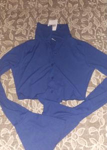 Blue Ribbed Top