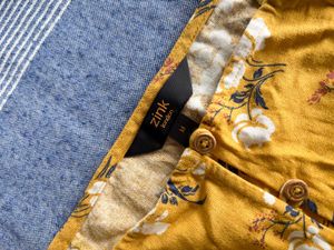Pantaloons Mustard Button-Down Puff Sleeve To