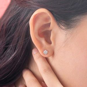22C Pure Gold Round Dimond Stud Earrings