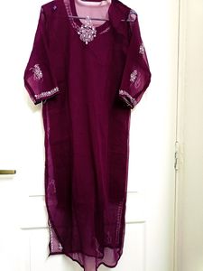 Chikankari Stitched Georgette Kurta With Inner