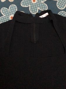 Zara Black Cut Out Knit Top
