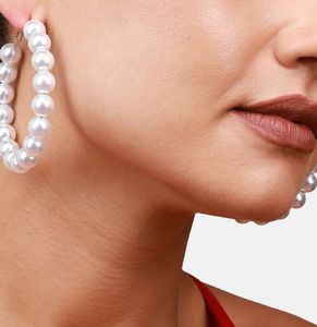 Silver-Plated Pearl Hoop Earrings