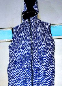 Blue &amp; White Vest with Hood
