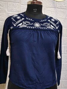 Embroidered Navy Blue Tunic