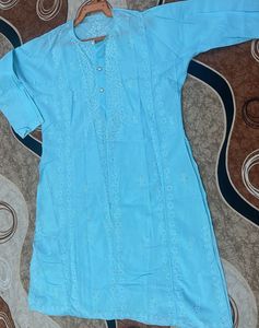 🩵Sky Blue Lucknowi baadla Kurta Set🩵