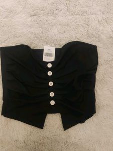 Black Button-Down Top