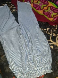 Striped Leggings with Lace Detail