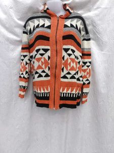 Men Colorful Patterned Knit Jacket