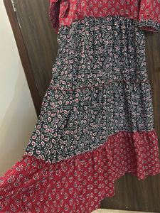 Red &amp; Black Printed feeding Dress