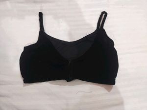 Velvet black bralette top with hooks at the back