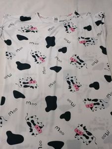 Silk Fabric Cute Cat Print Nightdress All Sizes