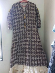 Kurta Grey N Cream Colour
