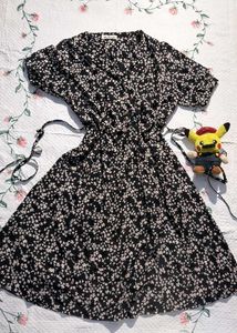 Floral Print Black Dress