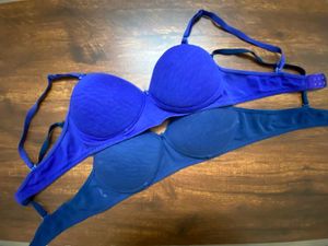Gently Used 40 B-Cup Bras – Navy & Royal blue.