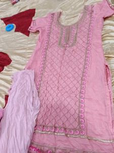 Pink Embroidered Salwar With Lyra Leggings