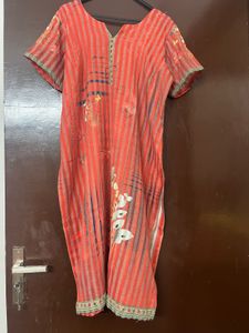 Striped Floral Print Kurti With Salwar
