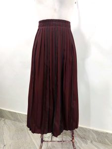 Burgundy Pleated Maxi Skirt
