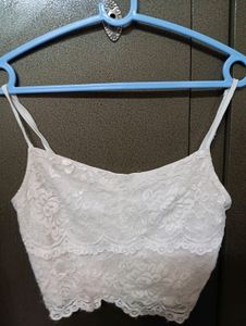 White Lace Cami Crop Top