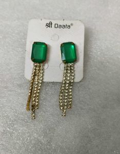 Green Stone Dangle Earrings